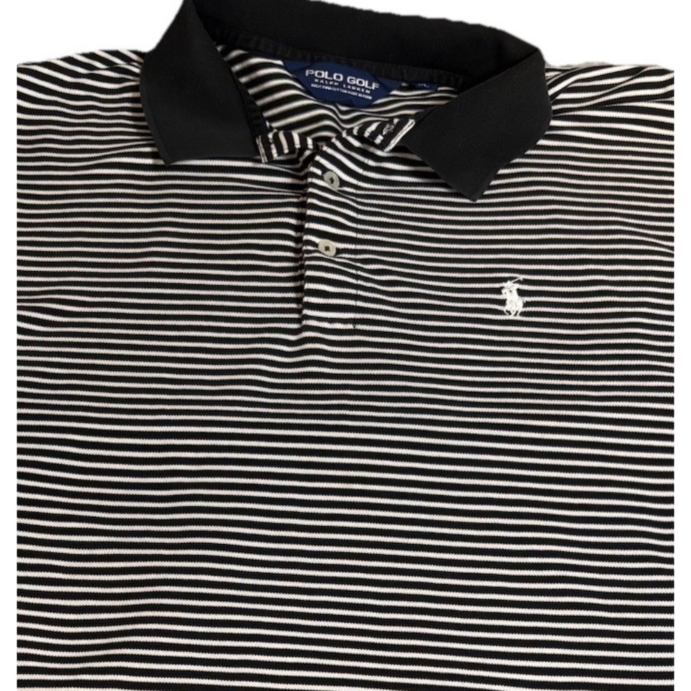 Polo Golf Ralph Lauren Short Sleeve Polo Black And White Stripes‎ Size X-Large